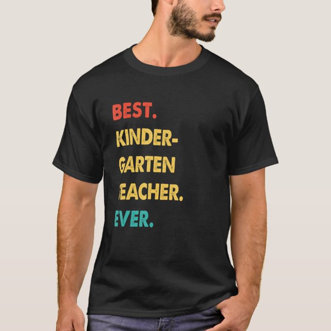 Retro Best Kindergarten Lehrer je T-Shirt (Vorderseite)