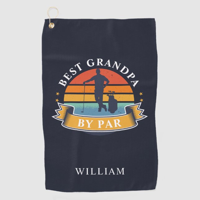 Retro Best Opa Par Personalisiert Golfer Golfhandtuch (Vorderseite)