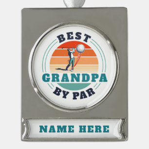 Retro Best Opa per Pay Custom Banner-Ornament Silber