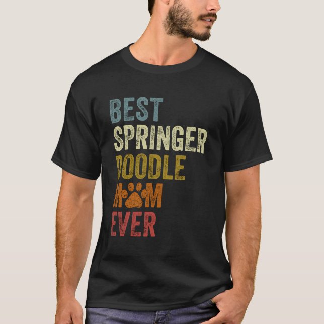 Retro Best Springerdoodle Mama je Doodle Mama Mot T-Shirt (Vorderseite)