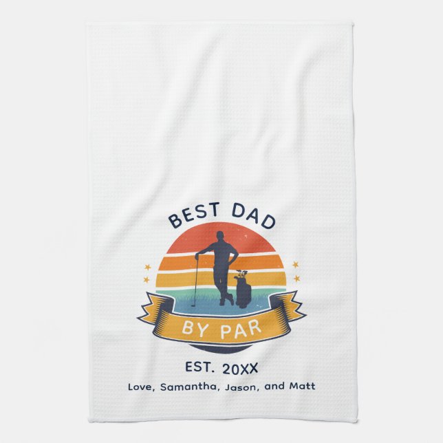 Retro Best Vater by Par Golfo Lover Custom Geschirrtuch (Vertikal)