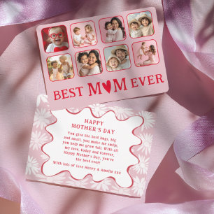 Retro Beste Mutter Aller Zeiten Rot & Pink Foto  Feiertagskarte