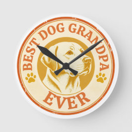 Retro Bester Hund Opa Aller Zeiten Labrador Rund  Runde Wanduhr
