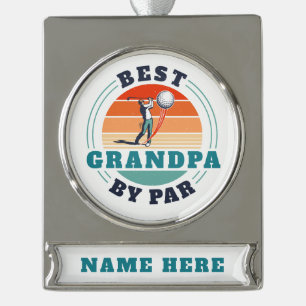Retro Bester Opa Von Par Custom Banner-Ornament Silber