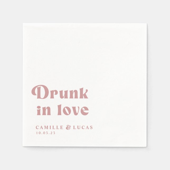 Retro Betrunken in Liebe Personalisiert Napkins Serviette (Vorderseite)