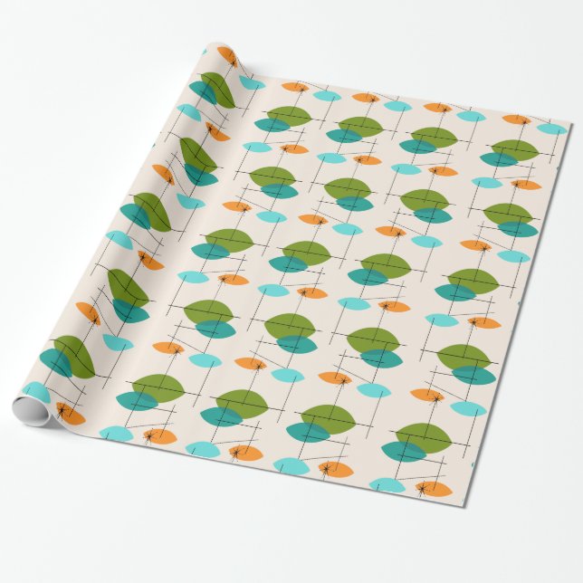 Retro bewegliches Muster-atomarPackpapier Geschenkpapier (Ungerollt)