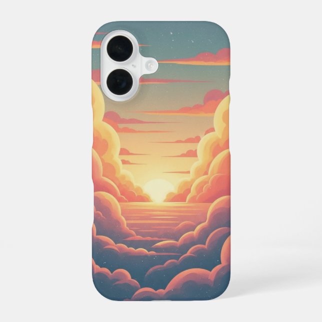 Retro Bewölkter Horizont iPhone 16 Hülle (Rückseite)