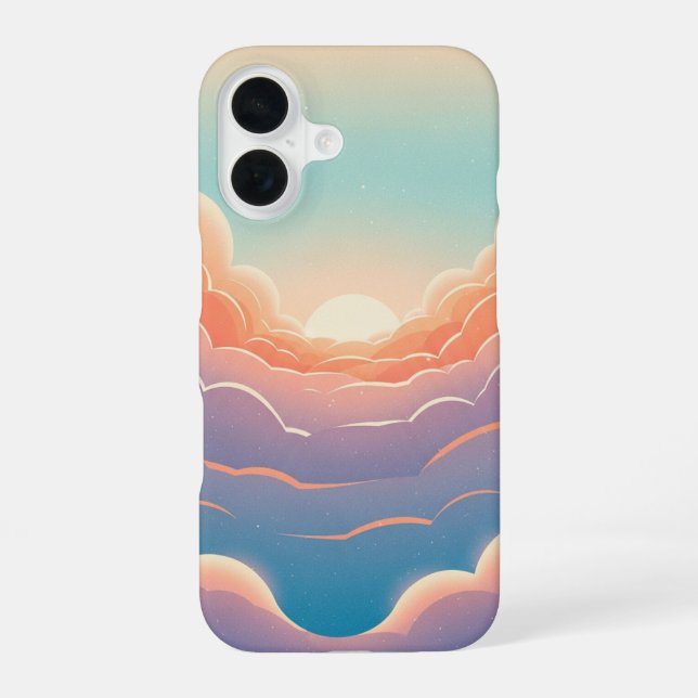 Retro Bewölkter Horizont iPhone 16 Hülle (Rückseite)