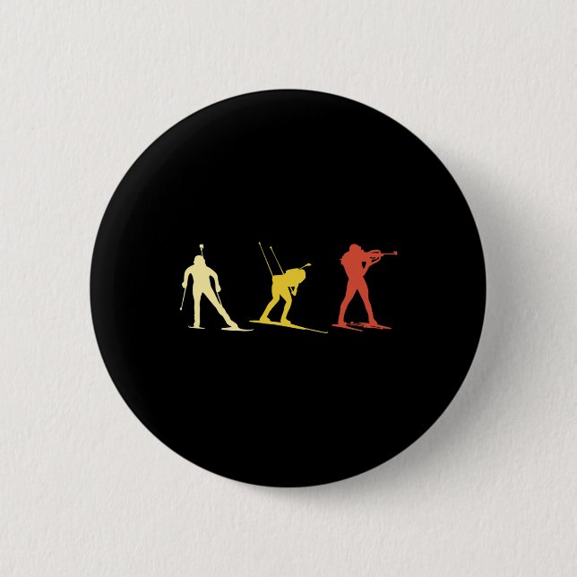 Retro Biathlon Langlauf Wintersport Bi Button (Vorderseite)