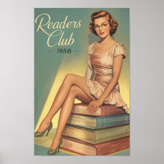 Retro-Bibliothekarin Pin-Up aus den 1950er Jahren  Poster