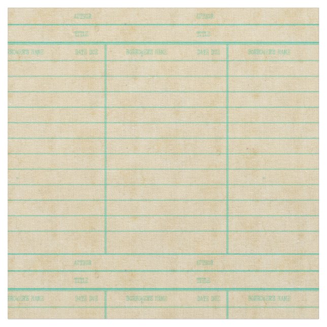 Retro Bibliotheks-Buch-Datums-passende Karte Stoff (Nahaufnahme)