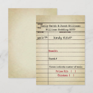 Retro-Bibliotheksausweis Hochzeit-RSVP Einladung