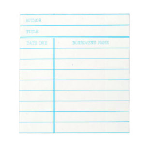 Retro-Bibliotheksbuch-Fälligkeitskarte Notizblock