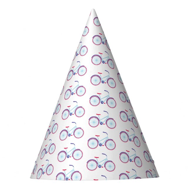 Retro Bicycle in Blue and Red Party Hat Partyhütchen (Vorderseite)