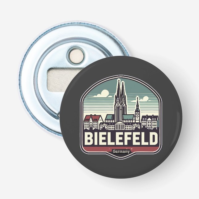 Retro Bielefeld Skyline Flaschenöffner (Vorderseite)