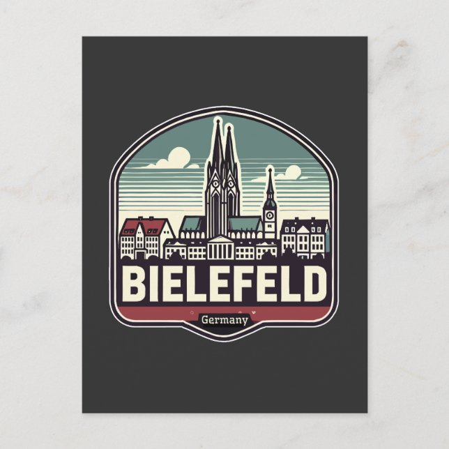 Retro Bielefeld Skyline Postkarte (Vorderseite)