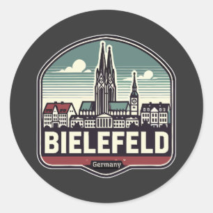 Retro Bielefeld Skyline Runder Aufkleber