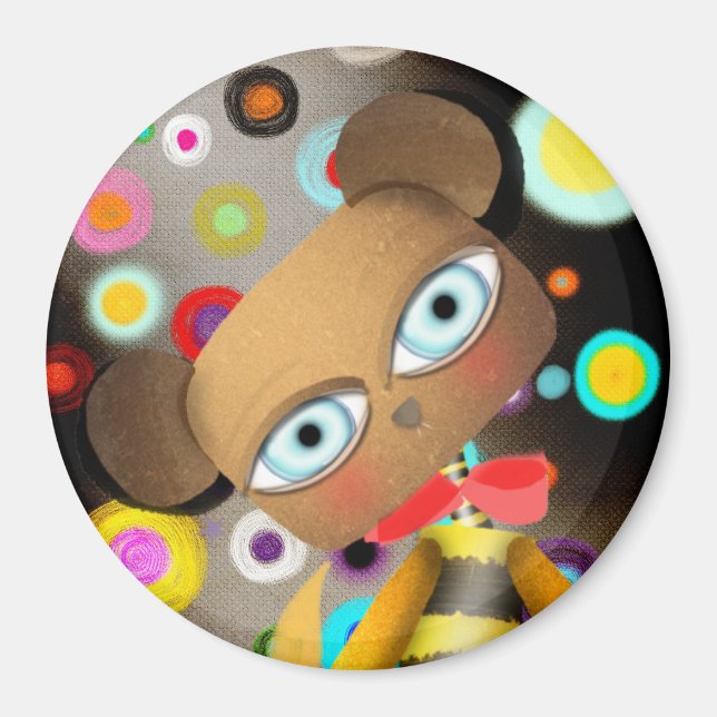 Retro-Bienenbär Magnet (Vorne)