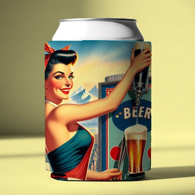 Retro-Bier-Pinup Dosenkühler (Von Creator hochgeladen)