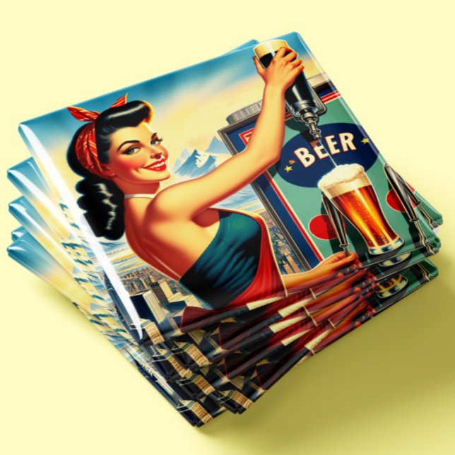 Retro-Bier-Pinup Magnet (Von Creator hochgeladen)