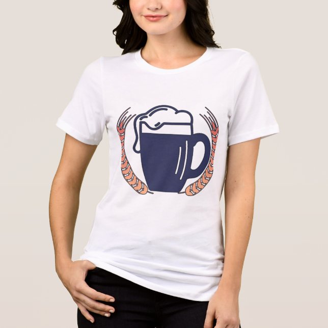 Retro-Bierkrug Tri-Blend Shirt (Vorderseite)