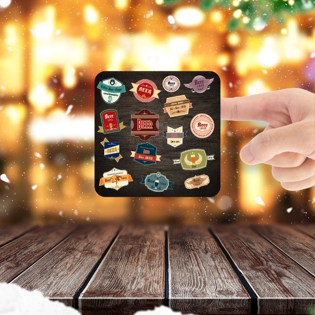 Retro-Biermarken Quadratischer Aufkleber (Von Creator hochgeladen)