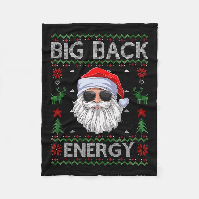 Retro Big Back Santa Energy Weihnachten hässliche  Fleecedecke (Vorderseite)