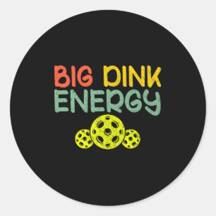 Retro Big Dink Energie Pickleball Lustiges Pickle  Runder Aufkleber