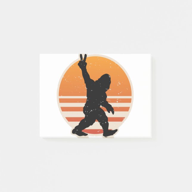Retro-Bigfoot-Friedenszeichen Post-it Klebezettel (Vorderseite)