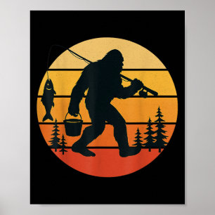 Retro Bigfoot Sasquatch Angeln Vater Poster