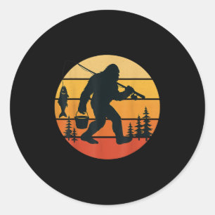 Retro Bigfoot Sasquatch Angeln Vater Runder Aufkleber