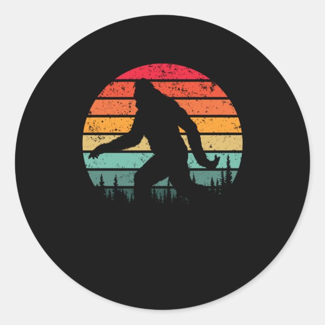 Retro Bigfoot Silhouette Sun Glaube! Original 80' Runder Aufkleber (Vorderseite)