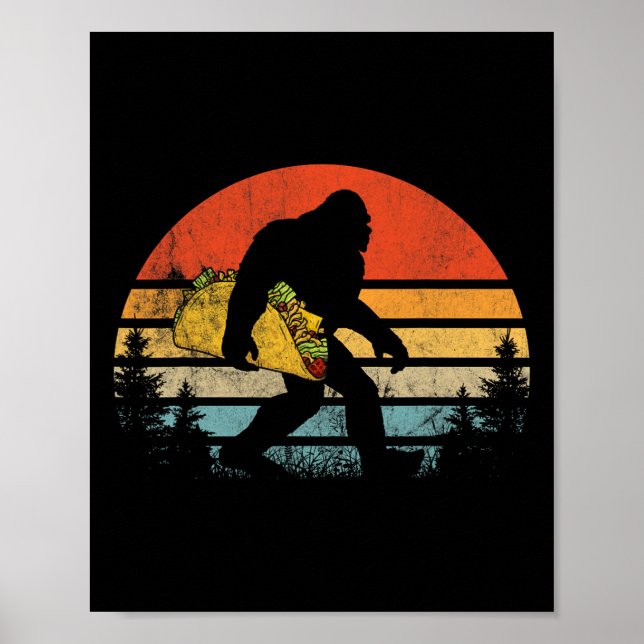 Retro Bigfoot Taco Funny Cinco De Mayo Poster (Vorne)
