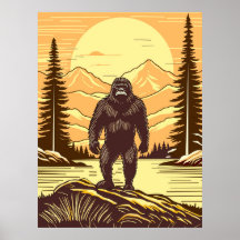 Retro Bigfoot Vintag Sasquatch Mountains