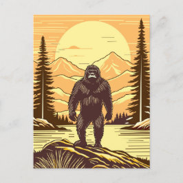 Retro Bigfoot Vintag Sasquatch Mountains Postkarte