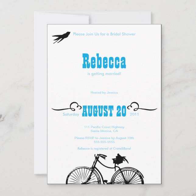 Retro Bike Bridal Dusche Einladung (Vorderseite)