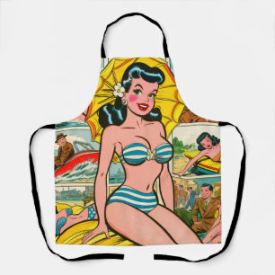 Retro Bikini Girl Summer Comic Schürze