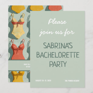 Retro-Bikinis-Junggesellinnen-Abschiedsparty Einladung