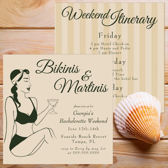 Retro-Bikinis und Martinis Junggesellinnenabschied Einladung (Von Creator hochgeladen)