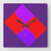 Retro Bild 1 lila u. rotes Quadrat-Uhr