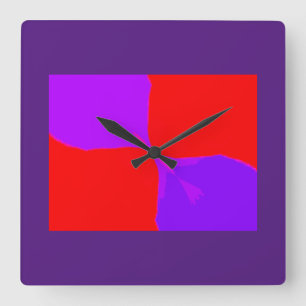 Retro Bild 1 lila u. rotes Quadrat-Wand-Uhr Quadratische Wanduhr