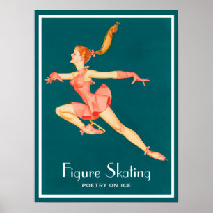 Retro Bild einer Zahl Skater in einer rosa Poster
