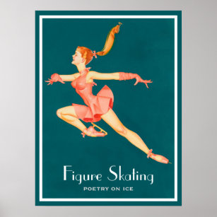 Retro-Bild eines Skaters in rosa Darstellung Poster