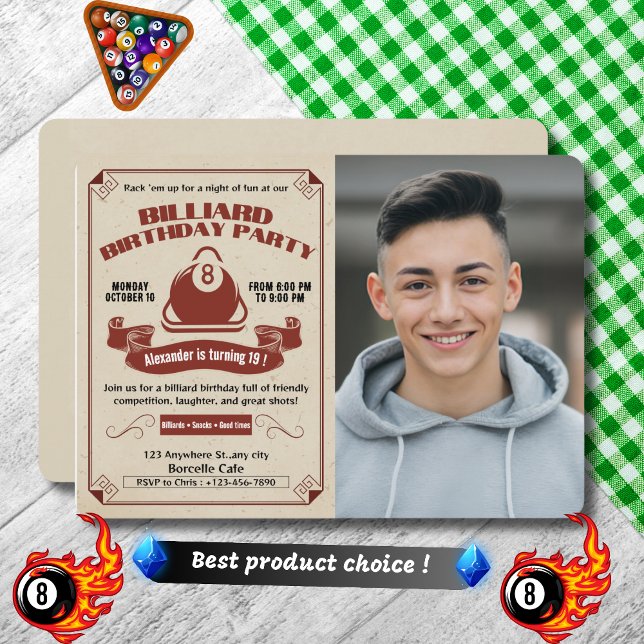 Retro Billiard Geburtstag Einladung hinzufügen Ihr (Von Creator hochgeladen)