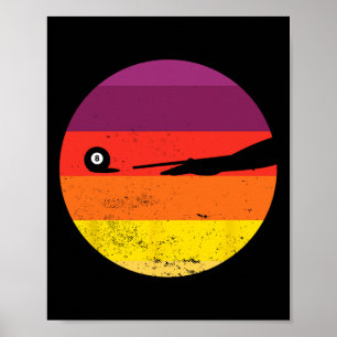 Retro Billiards Silhouette Billardtisch Snooker Py Poster