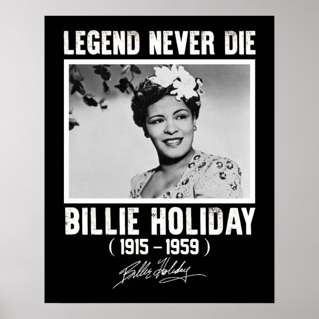 Retro Billie Holiday Signature Legature nie Die Poster (Vorne)