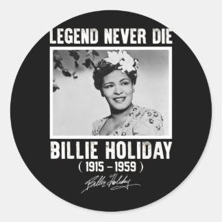 Retro Billie Holiday Signature Legature nie Die Runder Aufkleber