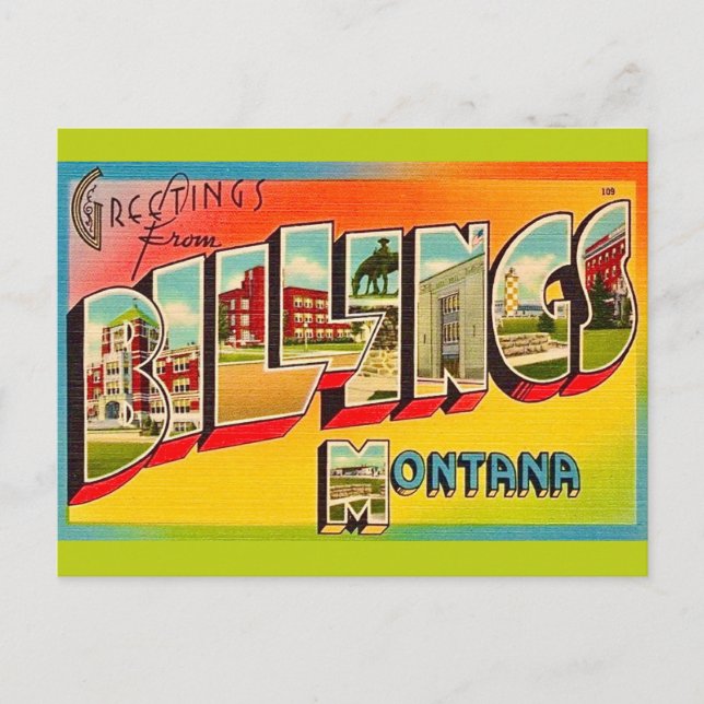 Retro Billings MT Grußkarte Postkarte (Vorderseite)