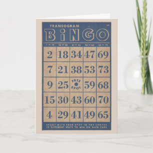 Retro Bingo-Karten-Blau und TAN Karte