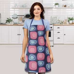 Retro Bio Rechtecke Blau und Rosa Schürze